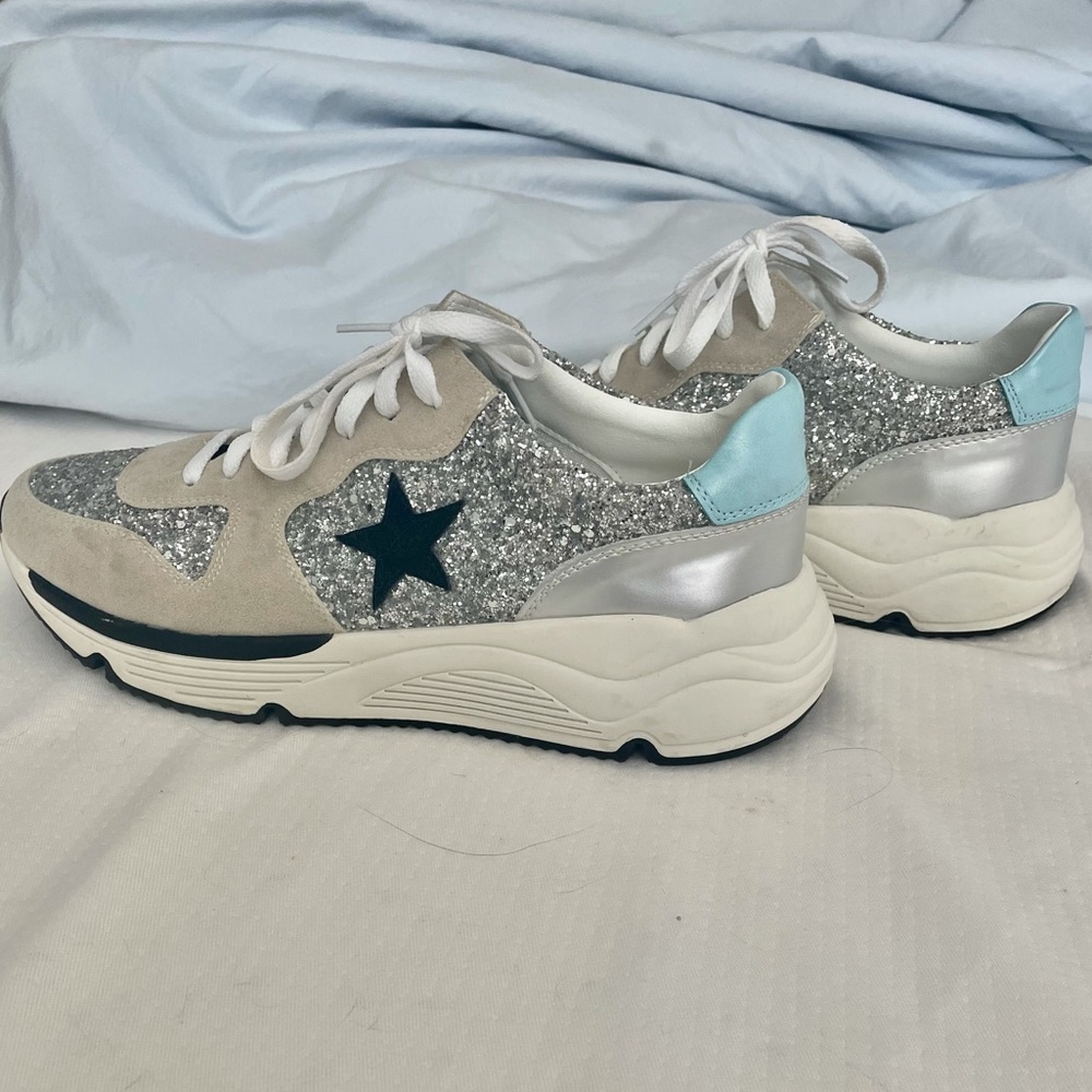 NEW White Raven Glitter Sneakers Size 10